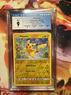 Pikachu Reverse Holo 19/68 Hidden Fates Pokemon Card tcg - CGC 9 Mint Subgrades - Image 1