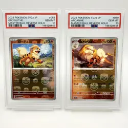 PSA 10 Growlithe Arcanine Master Ball Reverse Sequential Number Set Pokemon Card - Image 2
