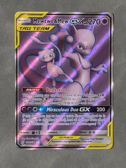 Mewtwo & Mew GX (Full Art) Ultra Rare SM - Unified Minds 222/236 PERFECT CARD - Image 2