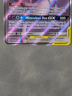 Mewtwo & Mew GX (Full Art) Ultra Rare SM - Unified Minds 222/236 PERFECT CARD - Image 3
