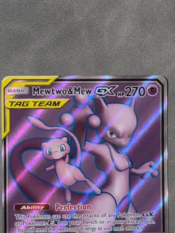 Mewtwo & Mew GX (Full Art) Ultra Rare SM - Unified Minds 222/236 PERFECT CARD - Image 4