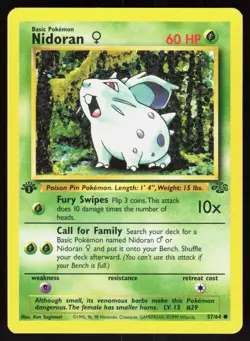 Nidoran F 57/64 1999 Common Jungle Pokemon 1st edition - Image 1