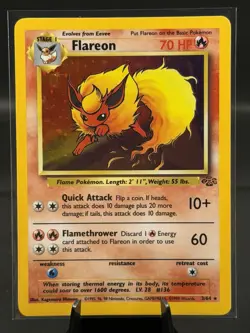 Pokemon TCG Flareon 3/64 Jungle Holo Unlimited Holo Rare - LP - Image 2