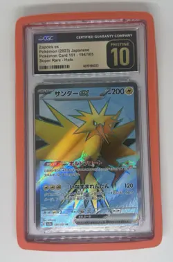 LOW POP!!! Pokemon TCG CGC Pristine 10 Zapdos ex SR Holo JP 151 #194/165 - Image 1