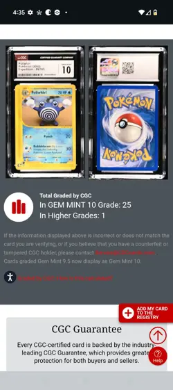 (POP 25) CGC 10 GEM MINT 2002 Poliwhirl Pokemon Expedition 89/165 Card - Image 4