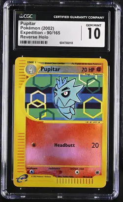 CGC 10 GEM MINT Pupitar 2002 Expedition 90/165 Reverse Holo Pokemon Card - Image 1