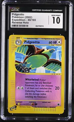 CGC 10 GEM MINT Pidgeotto 2002 Expedition 88/165 Reverse Holo Pokemon Card - Image 1