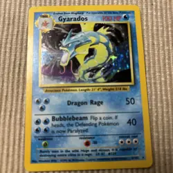 Vintage Pokemon Card Gyarados 6/102 Base Set Holo Rare 100 HP 1999 English NM - Image 1