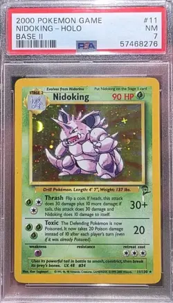 1999 Pokemon Base Set Unlimited Nidoking Rare Holo Card #11/102 PSA 7 NM - Image 1