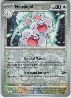 Reverse Holo Maushold 158/191 Uncommon Surging Sparks Near Mint - Image 1