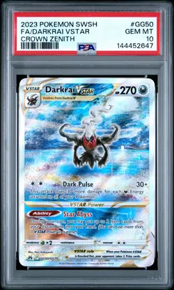 2023 POKEMON SWORD & SHIELD CROWN ZENITH #GG50 FULL ART/DARKRAI VSTAR PSA 10 - Image 1
