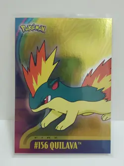Topps Pokemon Johto Series Blue 1st Logo QUILAVA 156 Silver Holo Foil 2001 RARE - Image 1