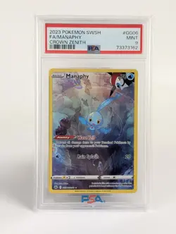 Mint Manaphy GG06/GG70 Full Art - Pokemon SW&SH Crown Zenith Pokemon TCG PSA 9 - Image 1