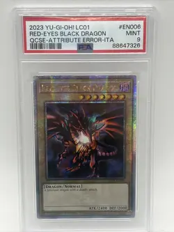 PSA 9 Red-Eyes Black Dragon Quarter Century 25th YuGiOh LC01 Attribute Error - Image 1