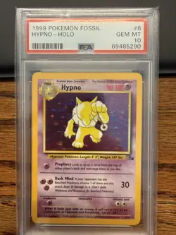 1999 Pokemon Fossil Hypno 8/62 HOLO PSA GEM MINT 10 - (LOW POP 78) - Image 1