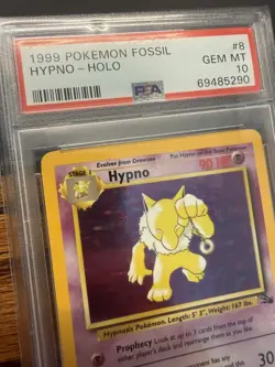 1999 Pokemon Fossil Hypno 8/62 HOLO PSA GEM MINT 10 - (LOW POP 78) - Image 2