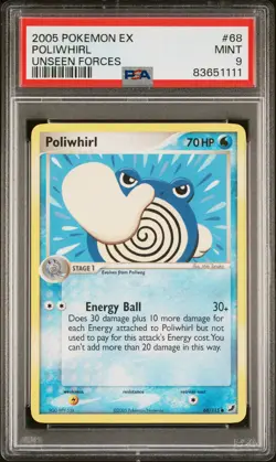 2005 Pokemon EX Unseen Forces Poliwhirl 68/115 Common Vintage Nintendo TCG PSA 9 - Image 1