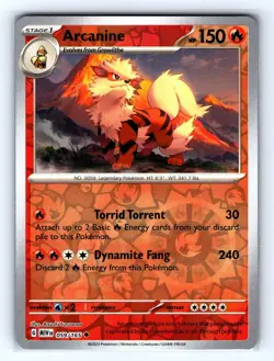 Arcanine 059/165 Uncommon 151 Pokemon Reverse Holo Near Mint - Image 1