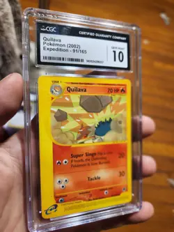 (POP 15) CGC 10 GEM MINT 2002 Quilava Pokemon Expedition 91/165 Card - Image 1