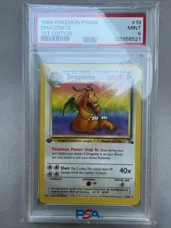 Pokemon 1999 Fossil Dragonite 19/62 1st Edition PSA 9 Graded - Image 1