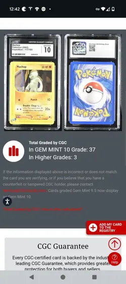 (POP 37) CGC 10 GEM MINT Machop 117/165 Expedition 2002 EREADER Pokemon Card - Image 4