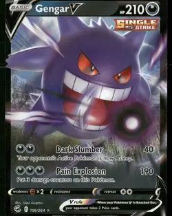 Gengar V 156/264 Holo V Rare Fusion Strike Pokemon NM - Image 1
