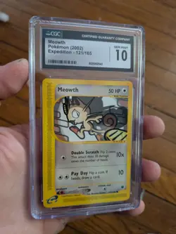 (POP 36) CGC 10 GEM MINT 2002 Expedition 121/165 Meowth Pokemon Card - Image 1