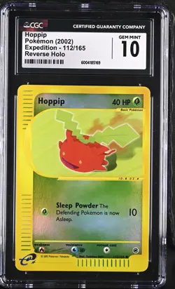 CGC 10 GEM MINT Hoppip 2002 Expedition 112/165 Reverse Holo Pokemon Card - Image 1