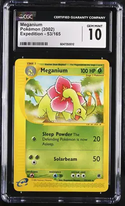 CGC 10 GEM MINT Meganium 2002 Expedition 53/165 Non-Holo Rare Pokemon Card - Image 1