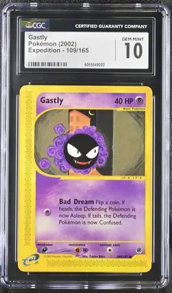 CGC 10 GEM MINT Gastly 2002 Expedition 109/165 Pokemon Card - Image 1