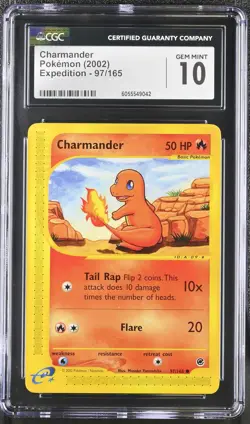 CGC 10 GEM MINT Charmander 2002 Expedition 97/165 Pokemon Card - Image 1