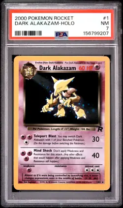 2000 POKEMON ROCKET #1 DARK ALAKAZAM-HOLO PSA 7 - Image 1