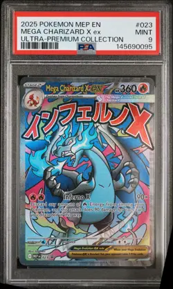 2025 POKEMON MEP EN-ME BLACK STAR PROMO #023 MEGA CHARIZARD X EX PSA 9 - Image 1