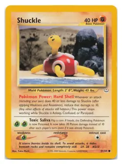 Shuckle 51/64 Common Neo Revelation Pokemon Unlimited 2001 YUKA MORII - Image 1