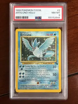 Pokemon Fossil Articuno 2/62 Holo Rare PSA 8 - Image 1