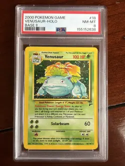 Pokemon Base Set 2 Venusaur 18/130 Holo Rare PSA 8 - Image 1
