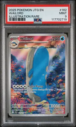 2025 POKEMON JTG EN-JOURNEY TOGETHER ILLUSTRATION RARE #162 WAILORD PSA 9 - Image 1