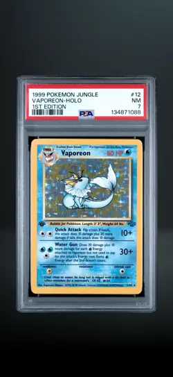 Pokemon Vaporeon 12/64 Jungle 1st Edition Holo PSA 7 1999 English - Image 1