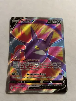 2020 Pokemon TCG Crobat V Darkness Ablaze 182/189 Ultra Rare Full Art - Image 2