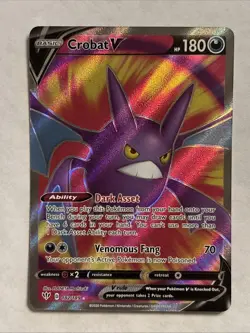 2020 Pokemon TCG Crobat V Darkness Ablaze 182/189 Ultra Rare Full Art - Image 3