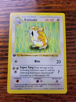 Raticate 1st Edition Base Set Shadowless 40/102 Pokemon - Image 1
