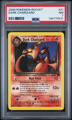 2000 POKEMON ROCKET #21 DARK CHARIZARD PSA 7 - Image 1
