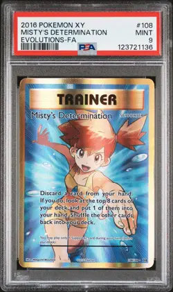 2016 POKEMON XY EVOLUTIONS #108 FULL ART/MISTY'S DETERMINATION PSA 9 - Image 1