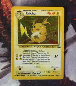Raichu Fossil Holo Rare HP 14/62 Unlimited Pokemon TCG - Image 1