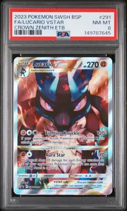 2023 POKEMON SWSH BLACK STAR PROMO #291 FULL ART/LUCARIO VSTAR PSA 8 - Image 1