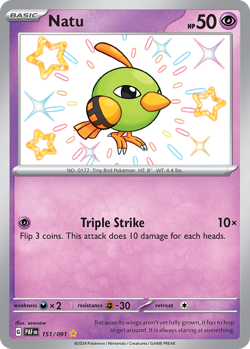 Natu 151/091 Holo Paldean Fates Pokemon Card 2024 Near Mint - Image 1