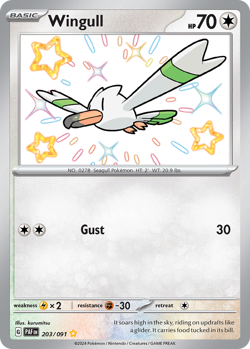 Wingull 203/091 Holo Paldean Fates Pokemon Card 2024 Near Mint - Image 1