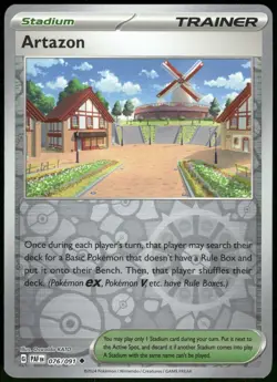 Artazon 076/091 Reverse Holo Paldean Fates Pokemon Card 2024 Lightly Played - Image 1