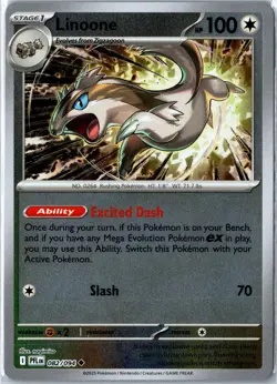 Pokemon Card - Linoone 082/094 Phantasmal Flames Uncommon Reverse Holo Near Mint - Image 1