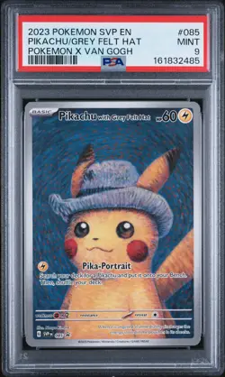 2023 POKEMON SVP EN-SV BLACK STAR PROMO #085 PIKACHU WITH GREY FELT HAT PSA 9 - Image 1